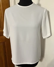 Karen Scott white Short Sleeve Keyhole Back Polyester Blouse Women Small New