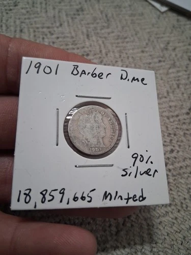 1901 barber dime Good Details