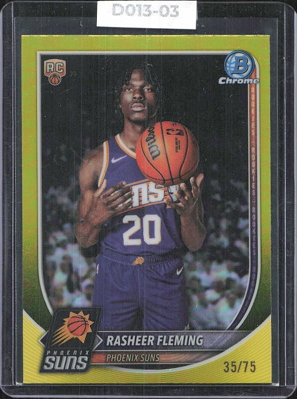 Rasheer Fleming 2025 Bowman Chrome Rookie Yellow Refractor /75 BCV-31 Suns
