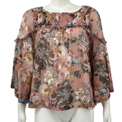 Akemi + Kin Anthropologie Top Womens XS Rose Floral Boho Fairy Peasant Cottage