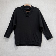 Kenzo Sweatshirt Womens S Black V Neck Pullover Dolman Sleeve Logo Paris