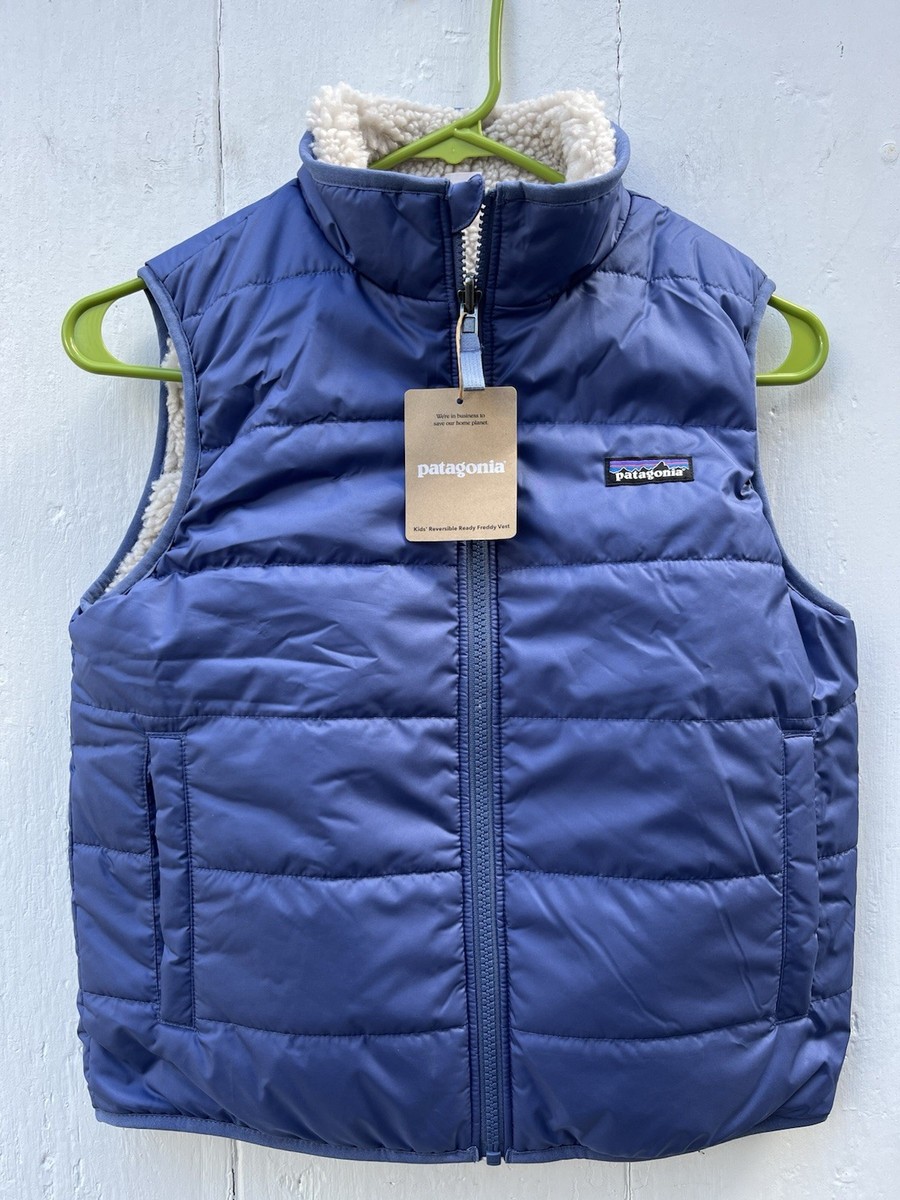 NWT Patagonia Kids Reversible Ready Freddy Vest Blue / Natural