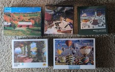 Jigsaw Puzzle Lot 5 Mixed Scenic Themes 4 Sealed 500-1000 Piece Variety