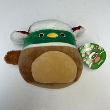 Avery the Duck Squishmallow 7.5" Green Mallard with Fall Plaid Hat NWT