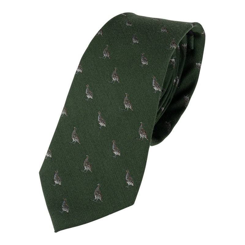 Partridge Silk Tie in Green by Jack Pyke
