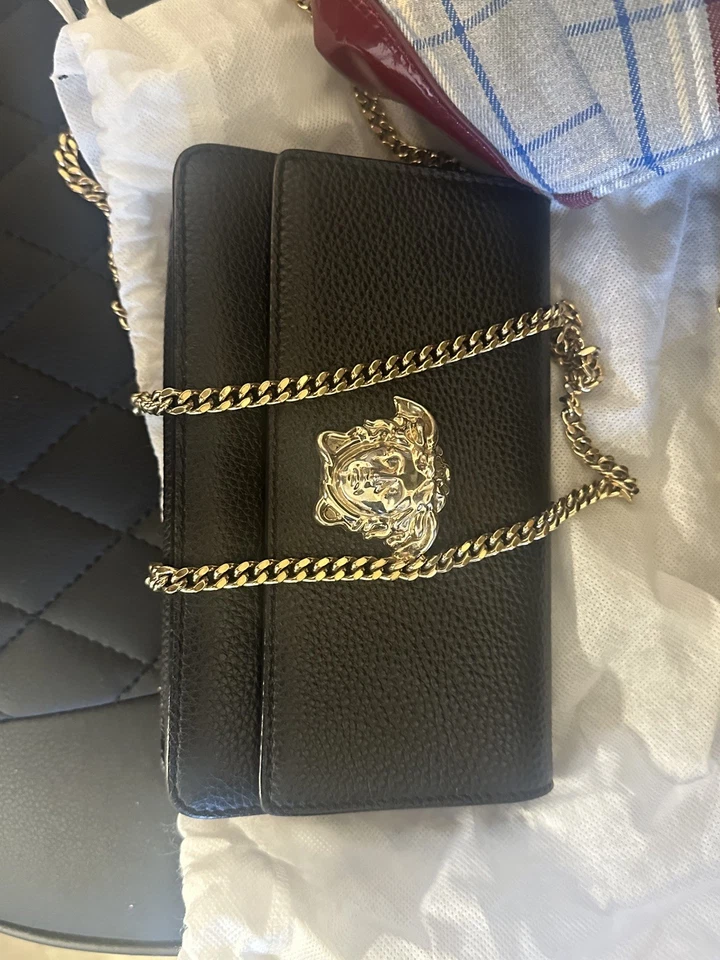 Versace Black Quilted Leather Crossbody Bag- New - Image 3 of 4