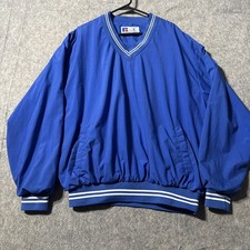 Vintage 90s Russell Athletic Blue V-Neck Pullover Windbreaker Jacket Mens XL