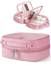 Clear Cosmetic Bag Double Layer Travel Toiletry Bag Clear Makeup Bag Case wit...