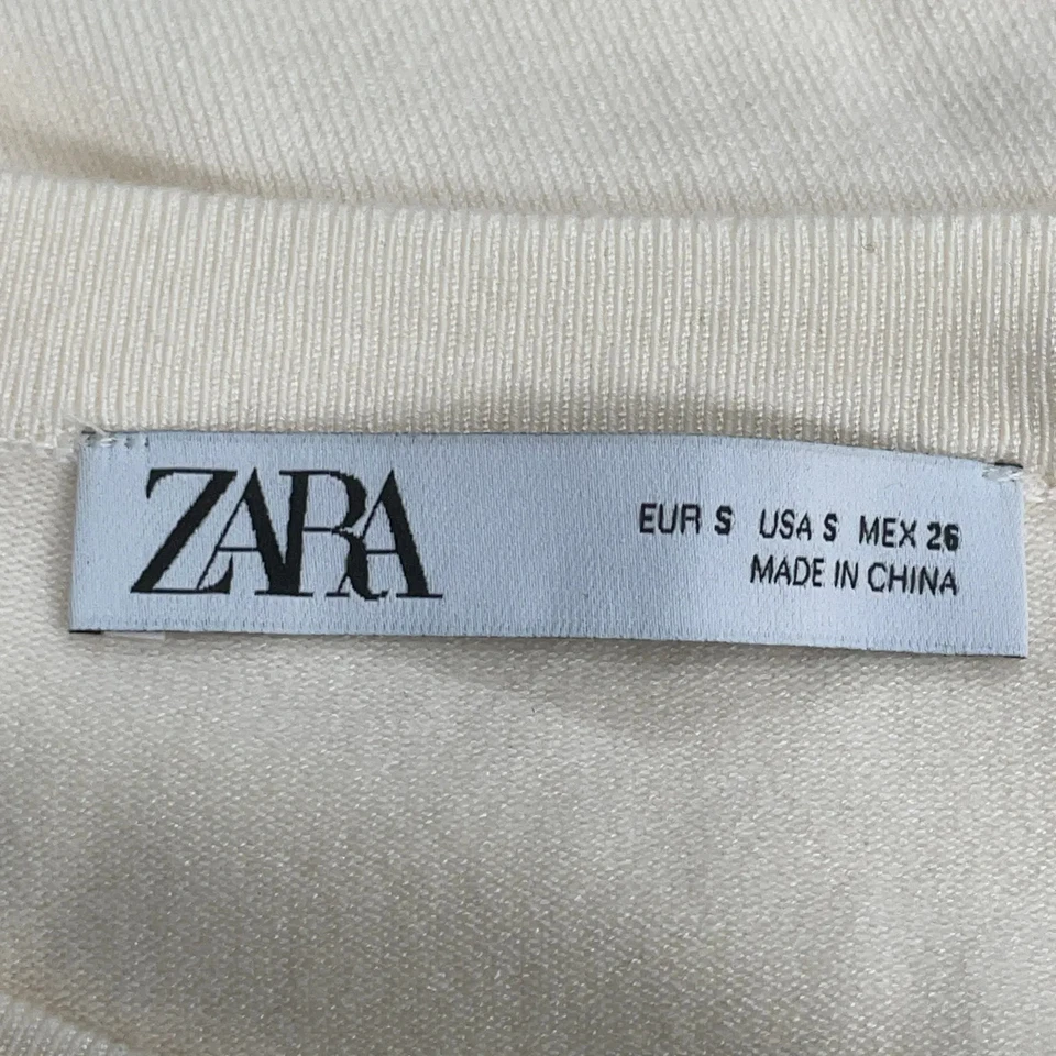 Zara, pull en tricot, taille : S, beige, élasthanne/polyamide/viscose, unicol... - Photo 3/4