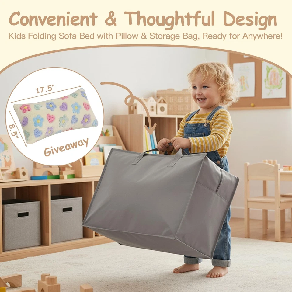 Colchón de piso plegable para sofá cama para niños, niño pequeño lavable plegable... Foto 4 de 4