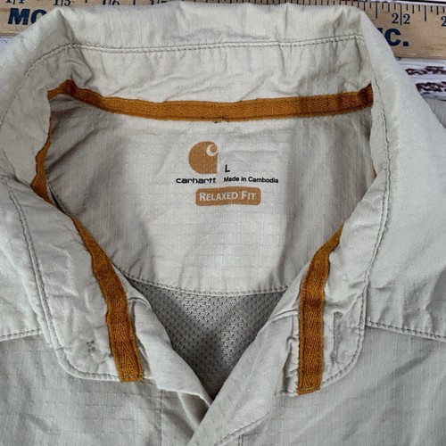 Carhartt Force Bassmaster Marshal Shimano Tan Men’s Large Relaxed Fit STAINS C53 - Picture 7 of 9