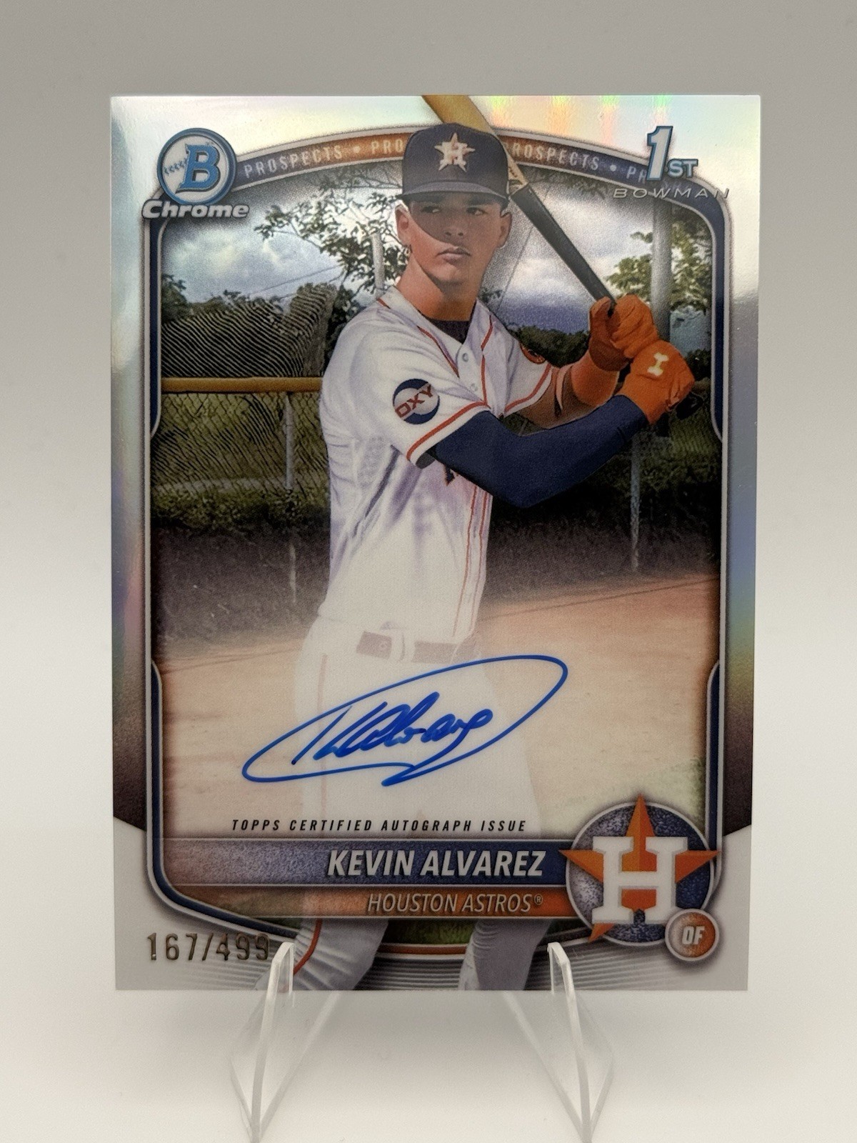 Kevin Alvarez Auto 2025 Bowman Chrome Refractor /499 #CPA-KA Houston Astros