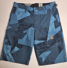 Volcom Boys Blue Frickin Print Regular Fit Shorts Youth Size 29/18 Inseam 9" NEW
