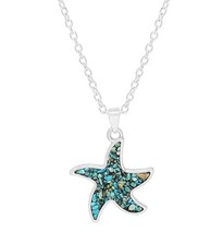 Sealife Theme Mix Chipped Stone Starfish Pendant Necklace