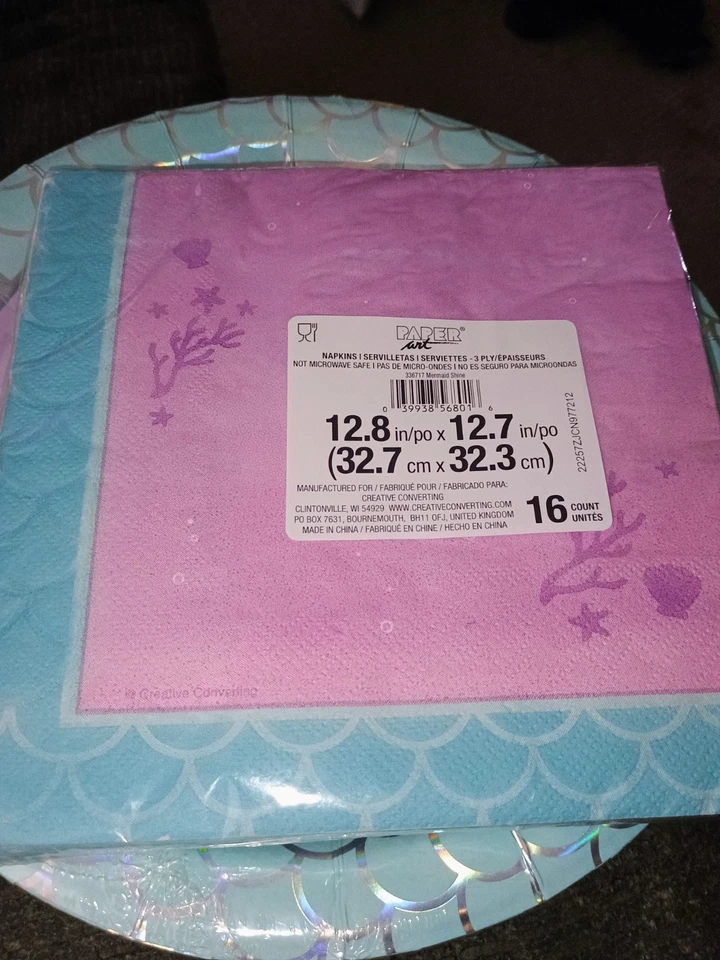 NEW Mermaid Shine Party Kit with Shaped Banner, 8 Tiaras, 8 Plates, 16 Napkins - Image 3 of 4