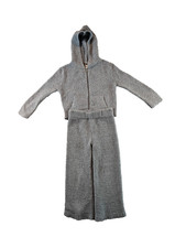 SKIMS Cozy Teddy Sherpa Lounge Set Girls 8/10 Gray Full Zip Hoodie  Sweatpants