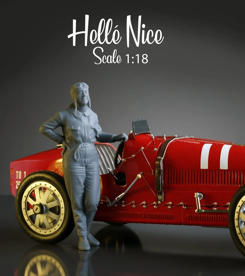 Hellé Nice FIGURA NON DIPINTA per 1:18 CMC BUGATTI tipo 35 Gran Premio - Immagine 2 di 4