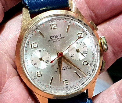 Vintage 1959/69 DIONIS Landeron 48.? Chronograph - Uhr. Übergröße Handaufzug.