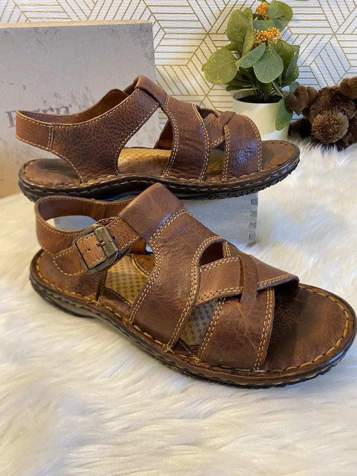 New W/ Box Born Women’s Brown Leather Fisherman Sandals Med Fit Size 8 / 39 Boho - Image 4 of 4