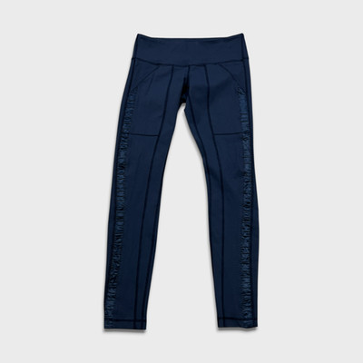 Lululemon Practice Daily Pant Womens Size 8 Blue Mid Rise Yoga Leggings Tight