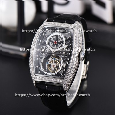 Aesop Luxury Rhinestones Flying Tourbillon Mechanical Mens Watch Hollow 7069