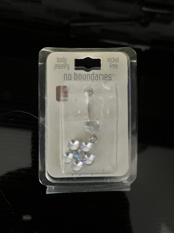 No Boundaries Nickel-Free 14g Belly Button Ring Clear Crystal Flower Dangle