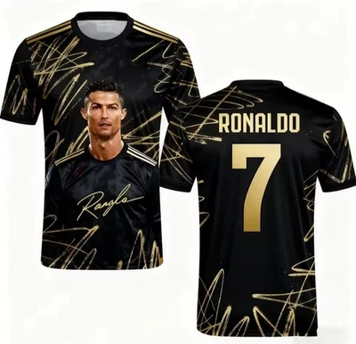 KIDZTRENDZ Sommer Kinder Erwachsene Ronaldo Fußball Trend 3D gedruckt T-Shirt Tops