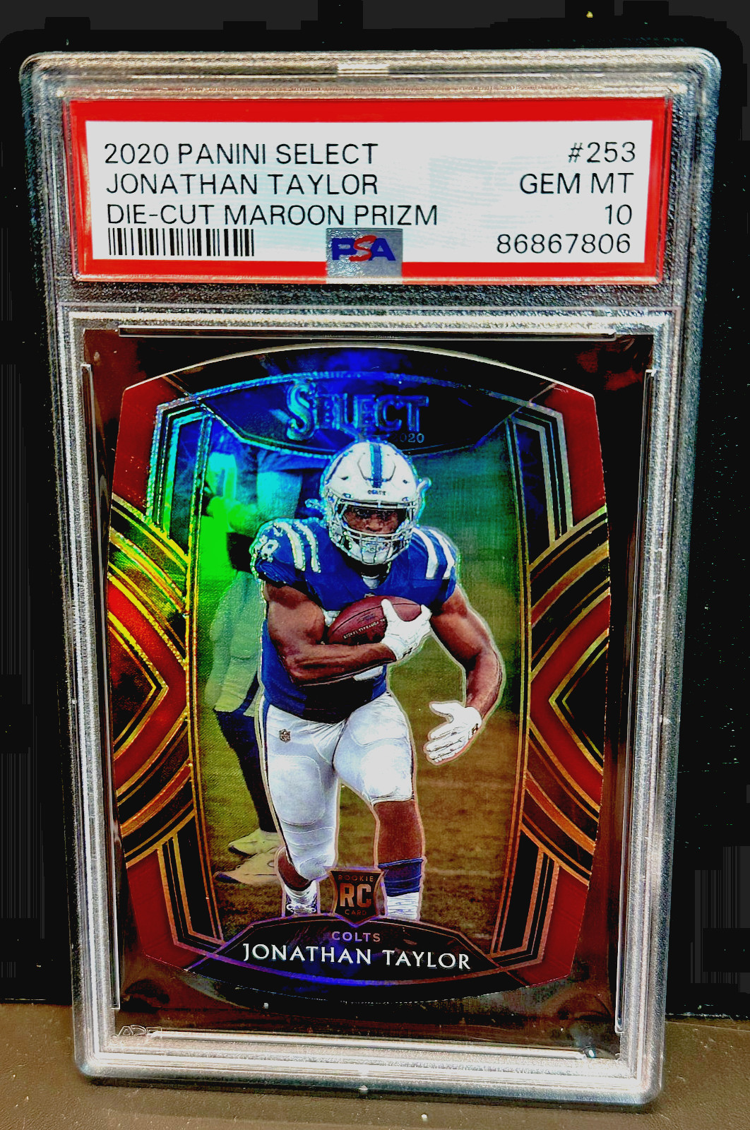 Jonathan Taylor 2020 Panini Select Die-Cut Maroon Prizm RC #253 PSA 10 GEM Colts