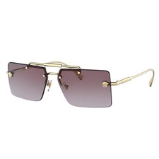 Versace VE 2245 10028H Gold Metal Rectangle Sunglasses Purple Gradient Lens