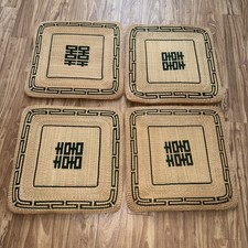 Juego de 4 alfombrillas de paja de césped tejidas japonesas tatami cojines de piso cuadrados de 18,5" de colección