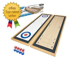 Solid Wood Shuffleboard  Curling Combo - Perfect for Parties and BBQs - 45x13