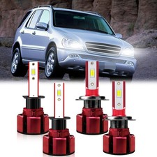 For Benz ML320 ML430 1998-2001 4X H1 H7 LED Headlight High Low Beam Combo Bulbs