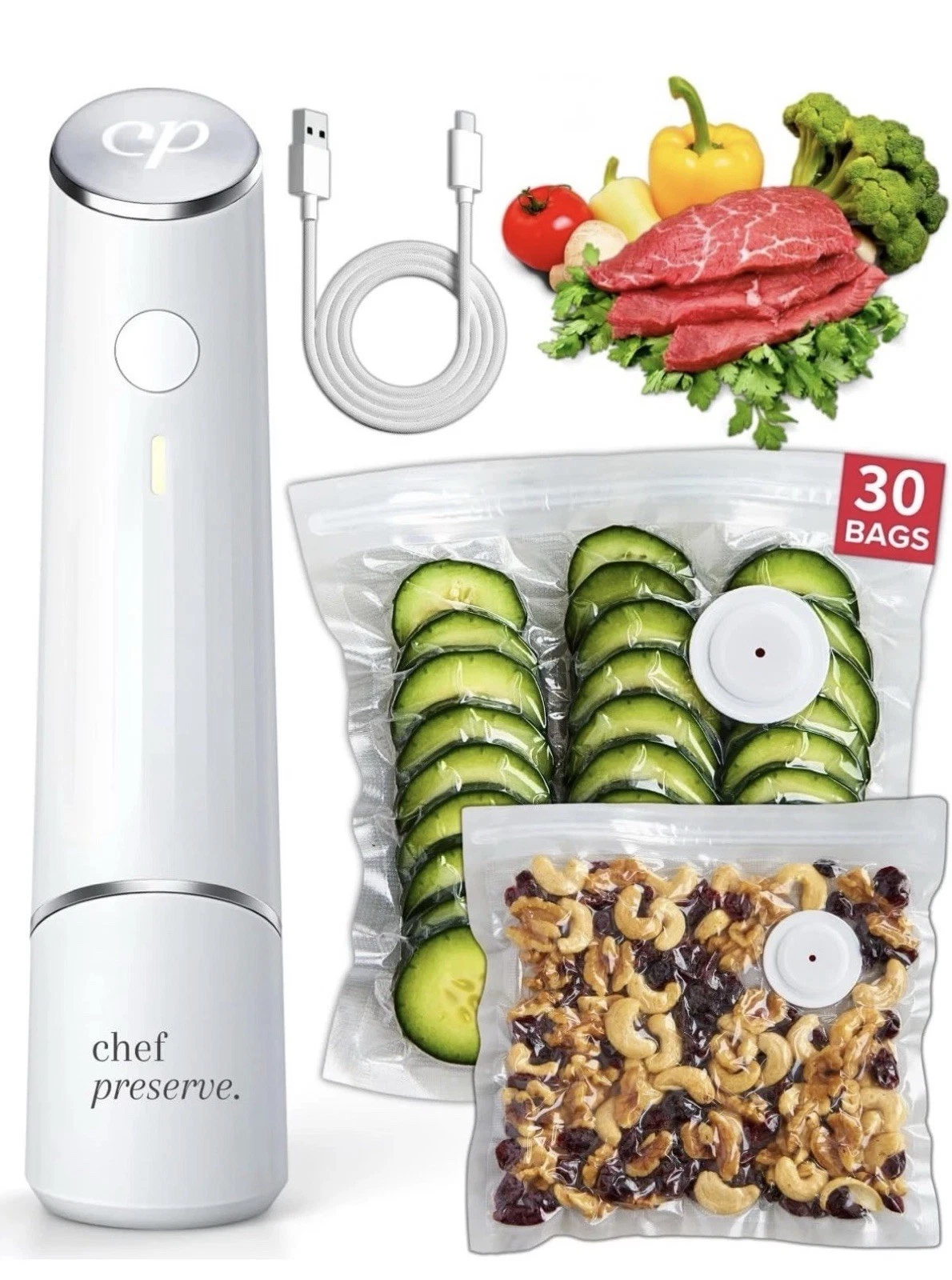 Chef Preserve Compact Vacuum Sealer for Food + 30 Reusable Vacuum Bags
Opens in a new window or tab