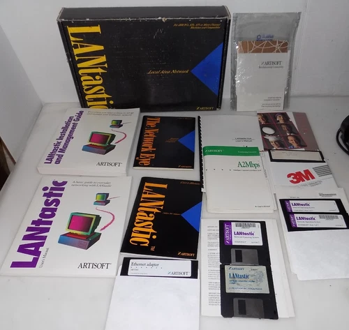 ARTISOFT LANtantastic 2mbps microchannel manuals, 3.5" & 5.25" floppy software +