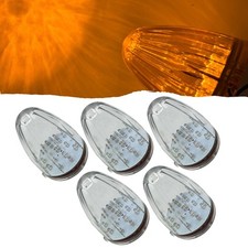 5x 17 Led Amberclear Lens Torpedo Cab Marker Roof Running Top Lights Chrome 12v