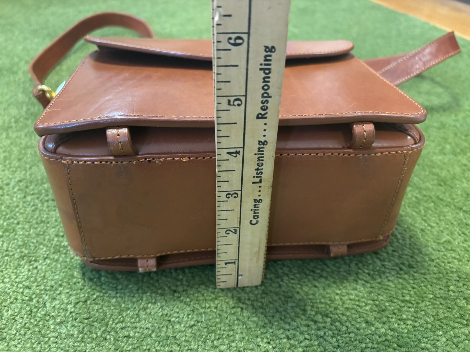 Brown Leather Rectangular Box  Purse, Removable S… - image 6