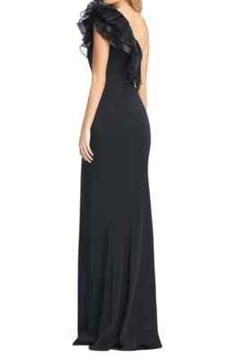mac duggal one shoulder ruffle satin dress Ruffle Layered One Shoulder Gown