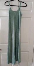 Halston Long Slip Dress Sz Small Green T Straps