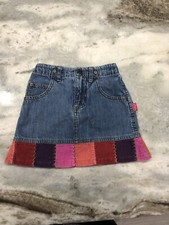 VTG Y2K Carter's Denim Skirt Girls 4T Blue 35-38LBS Embroidered Corduroy