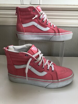 Vans Sk8- Hi Top Pink Skate Shoes Sneakers Back zipper Size KIDS CT