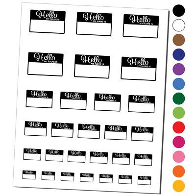 Hello My Name Is Label Tag Temporary Tattoo Water Resistant Fake Body Art Set