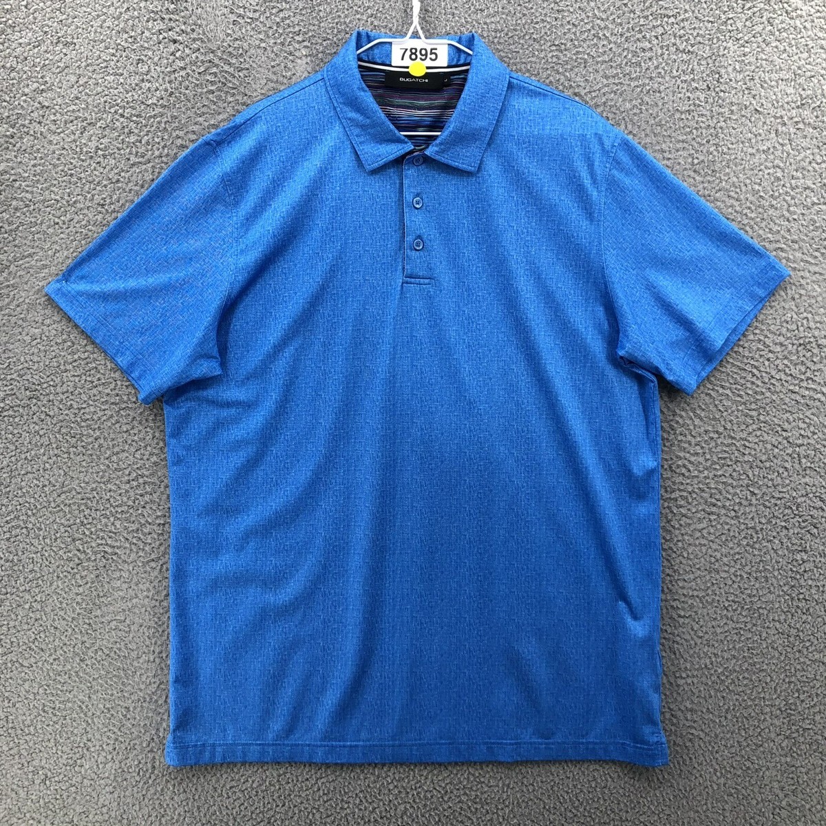 Bugatchi Uomo Polo Shirt Men's Size Large Short Sleeve Blue 7895