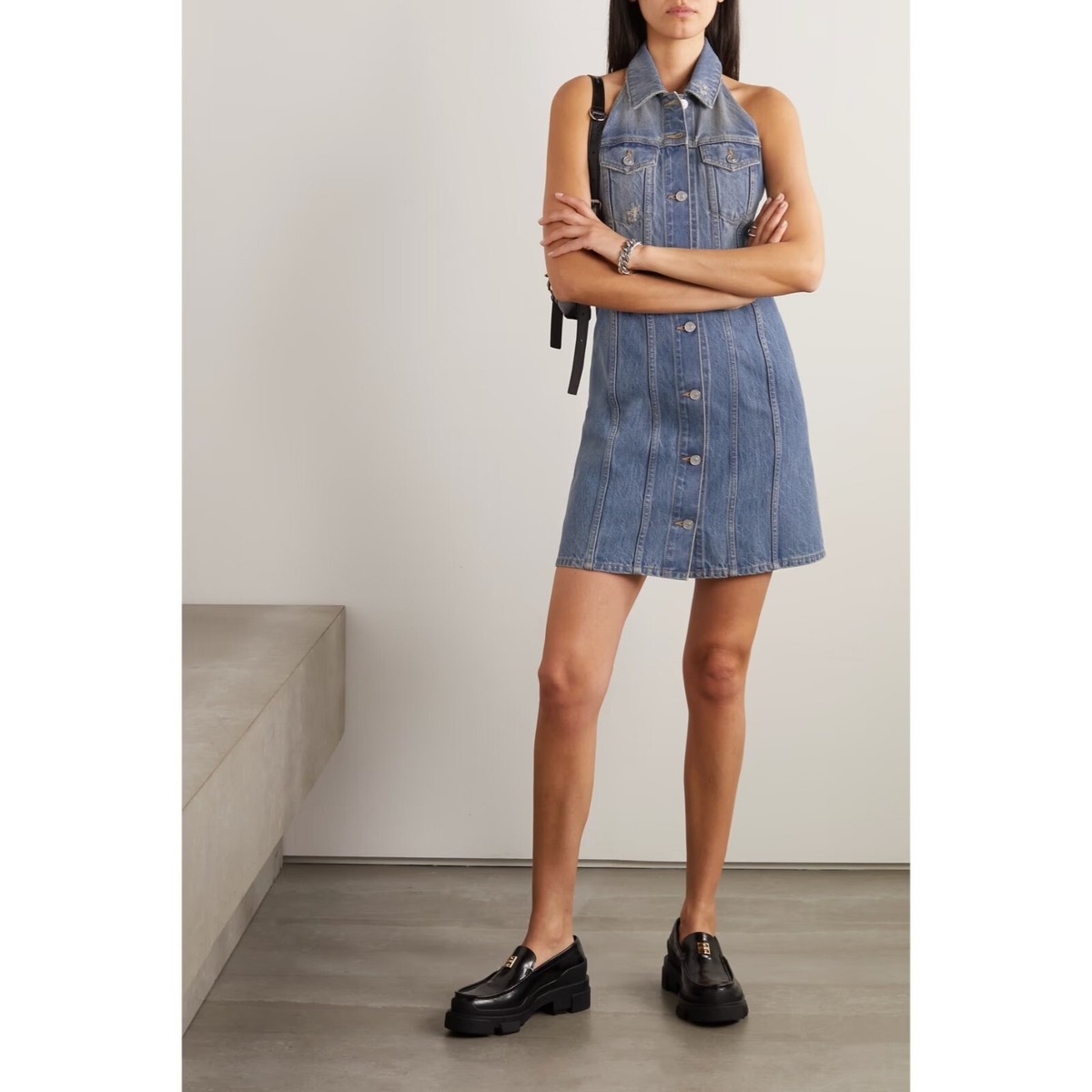 【関税&送料込み】Givenchy Dress With Buttons GIVENCHY Halter Button-Front Denim Mini Dress Givenchy