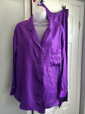 Women's Pajama Set Sz M Vintage Victoria s Secret Gold Label Purple Satin Pants