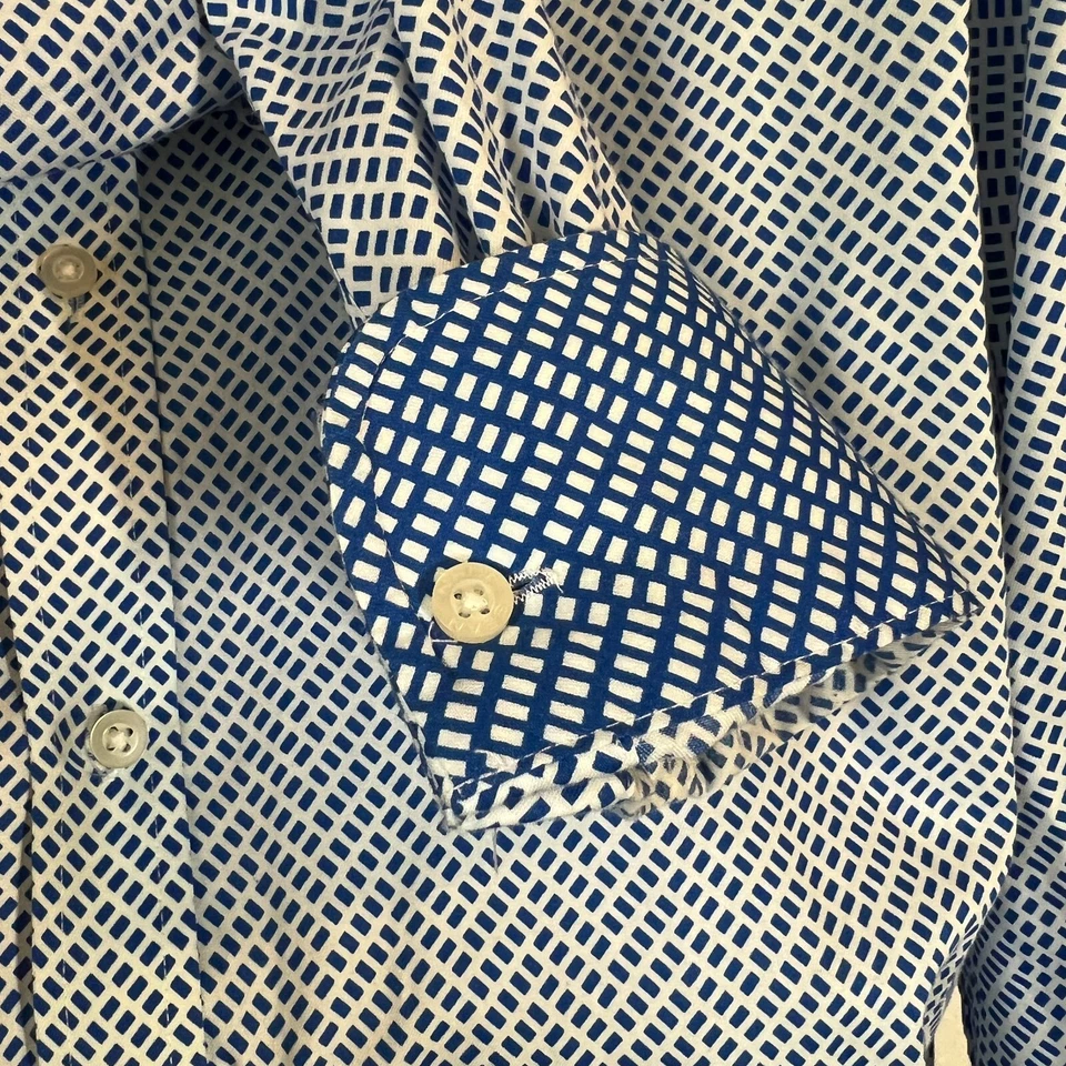 Sean John 长袖蓝色白色法国袖口纽扣男式 16-34/35 码 — 第 2/4 张图片