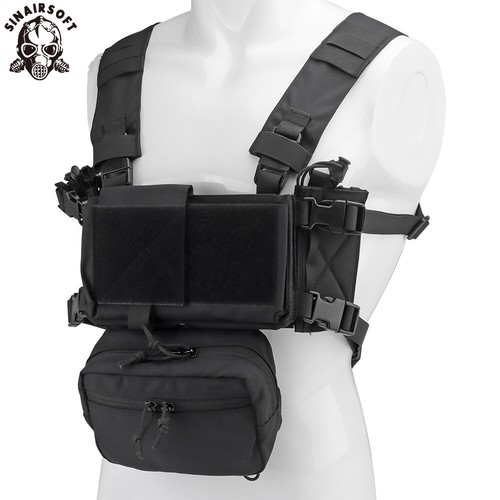Tactical MK4 Chest Rig Micro Fight Chassis Half Flap Vest W/ Radio 9mm Mag Pouch - Picture 8 of 18