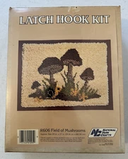 Vintage 1981 Mushroom brown Latch Hook Rug kit wall hanging boho NEW SEALED READ