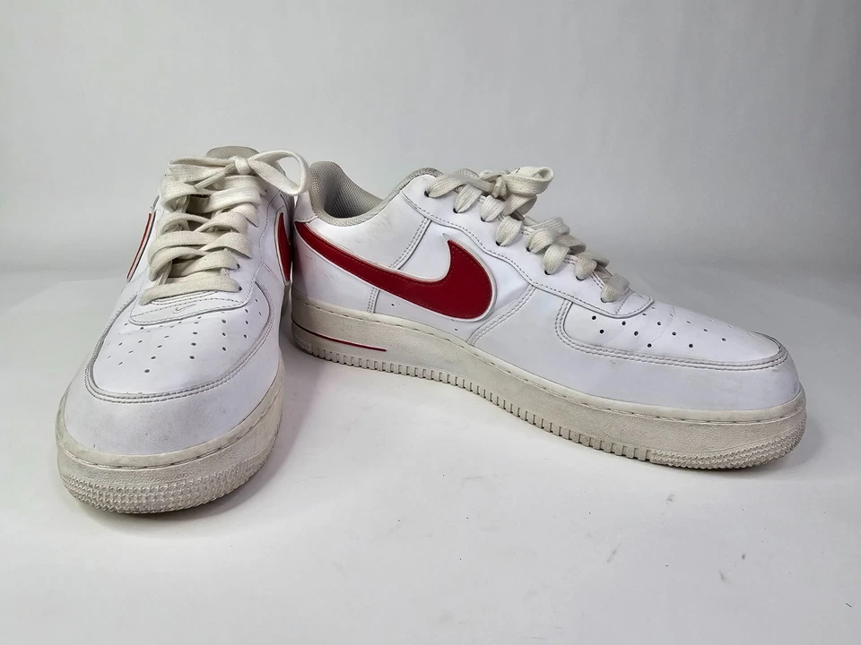 Nike Air Force 1 Low A02423-102 Men's White/White Gym Red Leather Shoes 12 - Image 2 of 4