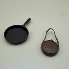 1960's Authentic/Original Marx Johnny West Canteen Frying Pan - Brown - VTG