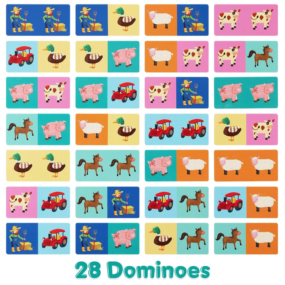 Farmyard Picture Dominoes Game Kids Children Educational Fun Family Game boppi - Image 2 of 4